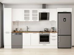 Alvinka 360X222 Cm Klasik Mebran Mutfak Dolabı Mbb-E80B40S40-3 Mebran | Beyaz - Mdf