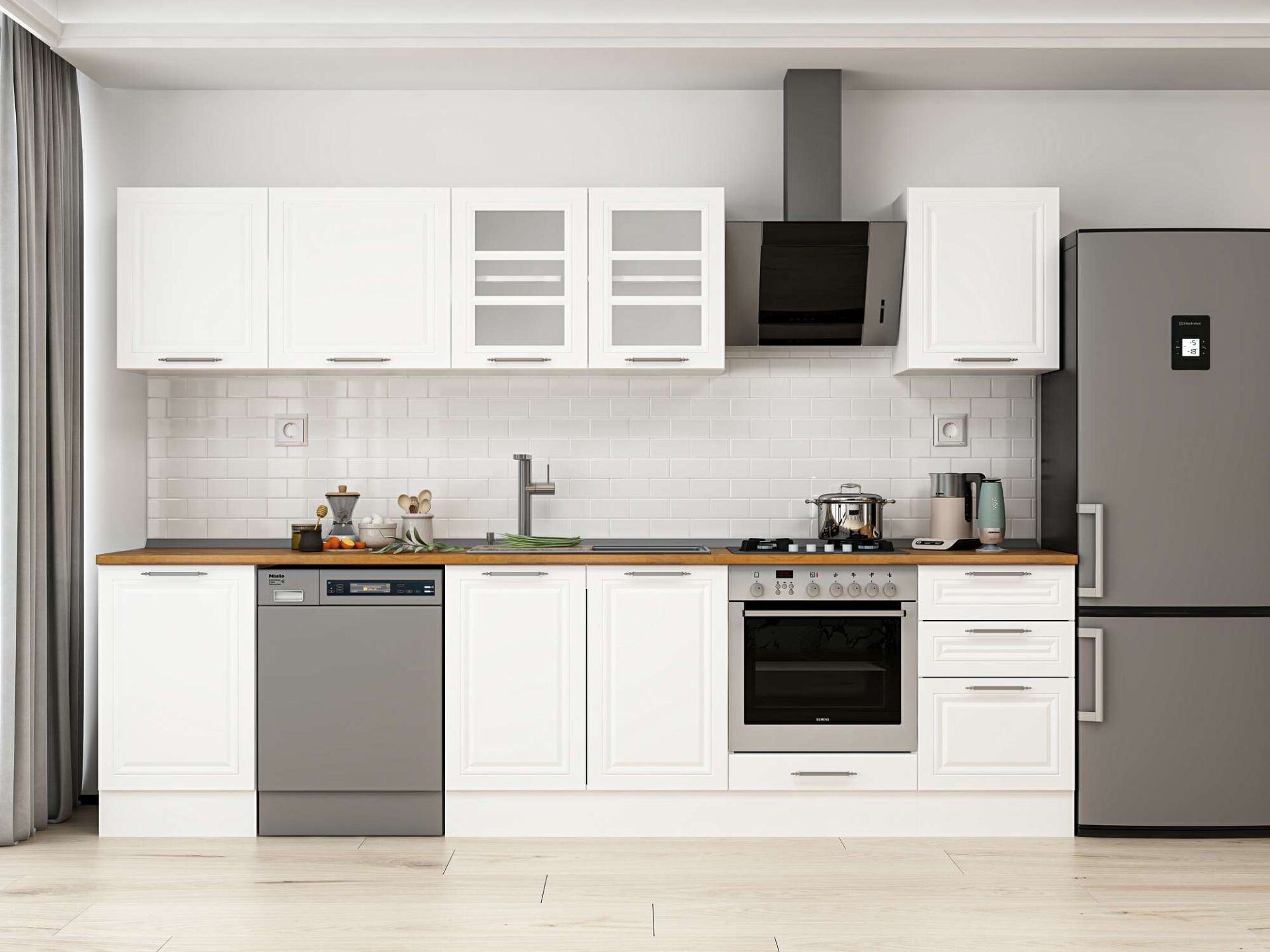 Alvinka 300X210 Cm Klasik Mebran Mutfak Dolabı Beyaz Beyaz M-E80S50S50-3