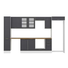 Alvinka 360X222 Cm Klasik Mebran Mutfak Dolabı Mbb-E80B40S40-3 Mebran | Antrasit - Mdf