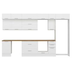 Alvinka 370X240 Cm Klasik Mebran Mutfak Dolabı Mb-E80S50S40-2 Mebran | Beyaz - Mdf