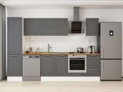 Alvinka 295X210 Cm Klasik Mebran Mutfak Dolabı Mb-E80B50S45-2 Mebran | Antrasit - Suntalam