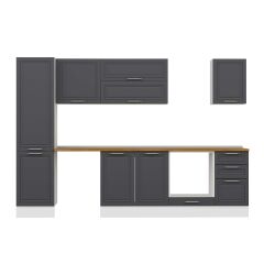 Alvinka 295X210 Cm Klasik Mebran Mutfak Dolabı Mb-E80B50S45-2 Mebran | Antrasit - Suntalam