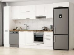 Alvinka 365X222 Cm Klasik Mebran Mutfak Dolabı Mbb-E80B40S45-1 Mebran | Beyaz - Suntalam