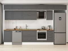 Alvinka 370X240 Cm Klasik Mebran Mutfak Dolabı Mb-E80S50S40-2 Mebran | Antrasit - Mdf