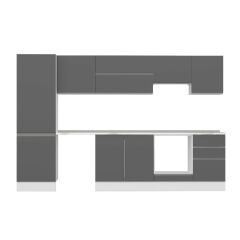 Alvinka 310X210 Cm High Gloss Mutfak Dolabı Mb-E80B60S50-1 High Gloss | Antrasit - Suntalam