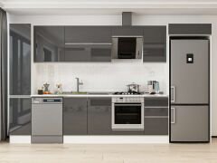 Alvinka 375X222 Cm High Gloss Mutfak Dolabı Mbb-E90B40S45-2 High Gloss | Antrasit - Suntalam