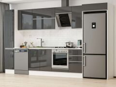 Alvinka 375X222 Cm High Gloss Mutfak Dolabı Mbb-E90B40S45-2 High Gloss | Antrasit - Suntalam