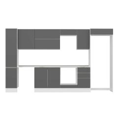 Alvinka 375X222 Cm High Gloss Mutfak Dolabı Mbb-E90B40S45-2 High Gloss | Antrasit - Mdf