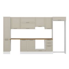 Alvinka 365X222 Cm Klasik Mebran Mutfak Dolabı Mbb-E80B40S45-1 Mebran | Kumtaşı - Suntalam