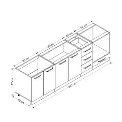 Minar 270 Cm Mutfak Dolabı Beyaz Dore 270-D6-Alt Modül