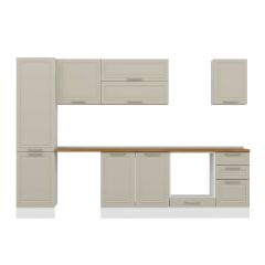 Alvinka 295X210 Cm Klasik Mebran Mutfak Dolabı Mb-E80B50S45-2 Mebran | Kumtaşı - Mdf