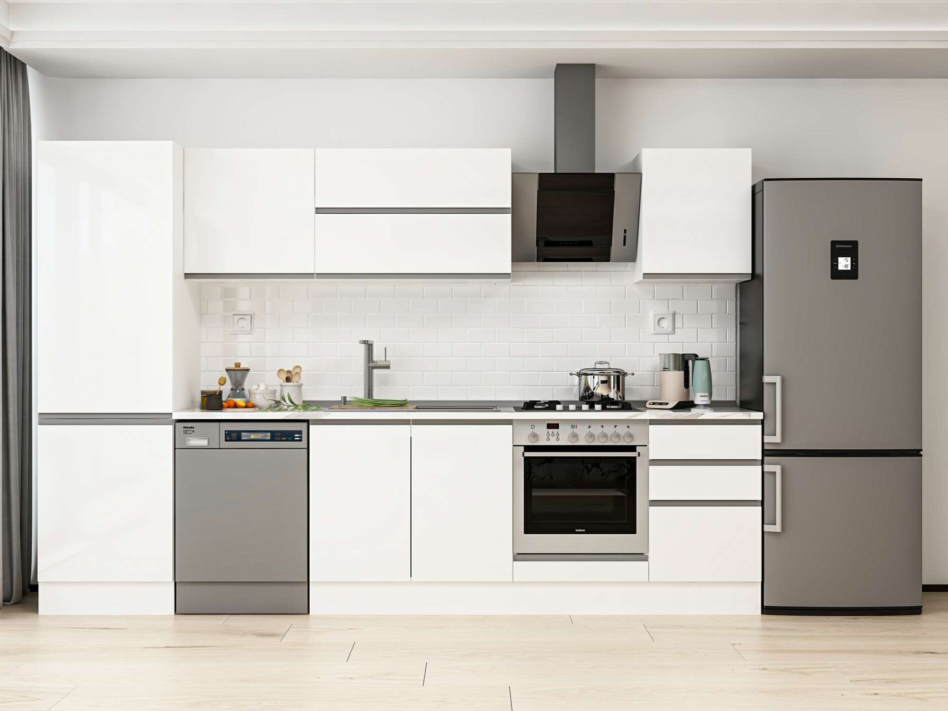 Alvinka 310X210 Cm High Gloss Mutfak Dolabı Mb-E80B60S50-2 High Gloss | Beyaz - Mdf