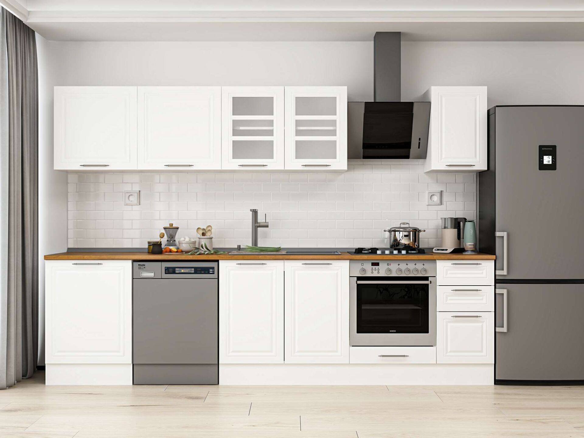 Alvinka 300X210 Cm Klasik Mebran Mutfak Dolabı Beyaz Beyaz M-E80S60S40-3