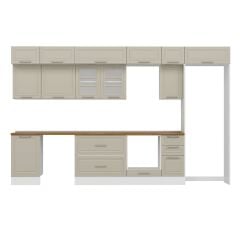 Alvinka 370X240 Cm Klasik Mebran Mutfak Dolabı Mb-E80S50S40-3 Mebran | Kumtaşı - Suntalam