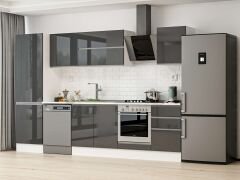 Alvinka 310X210 Cm High Gloss Mutfak Dolabı Mb-E80B60S50-2 High Gloss | Antrasit - Suntalam