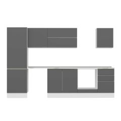 Alvinka 310X210 Cm High Gloss Mutfak Dolabı Mb-E80B60S50-2 High Gloss | Antrasit - Suntalam