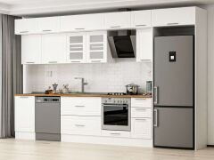 Alvinka 370X240 Cm Klasik Mebran Mutfak Dolabı Mb-E80S50S40-3 Mebran | Beyaz - Mdf