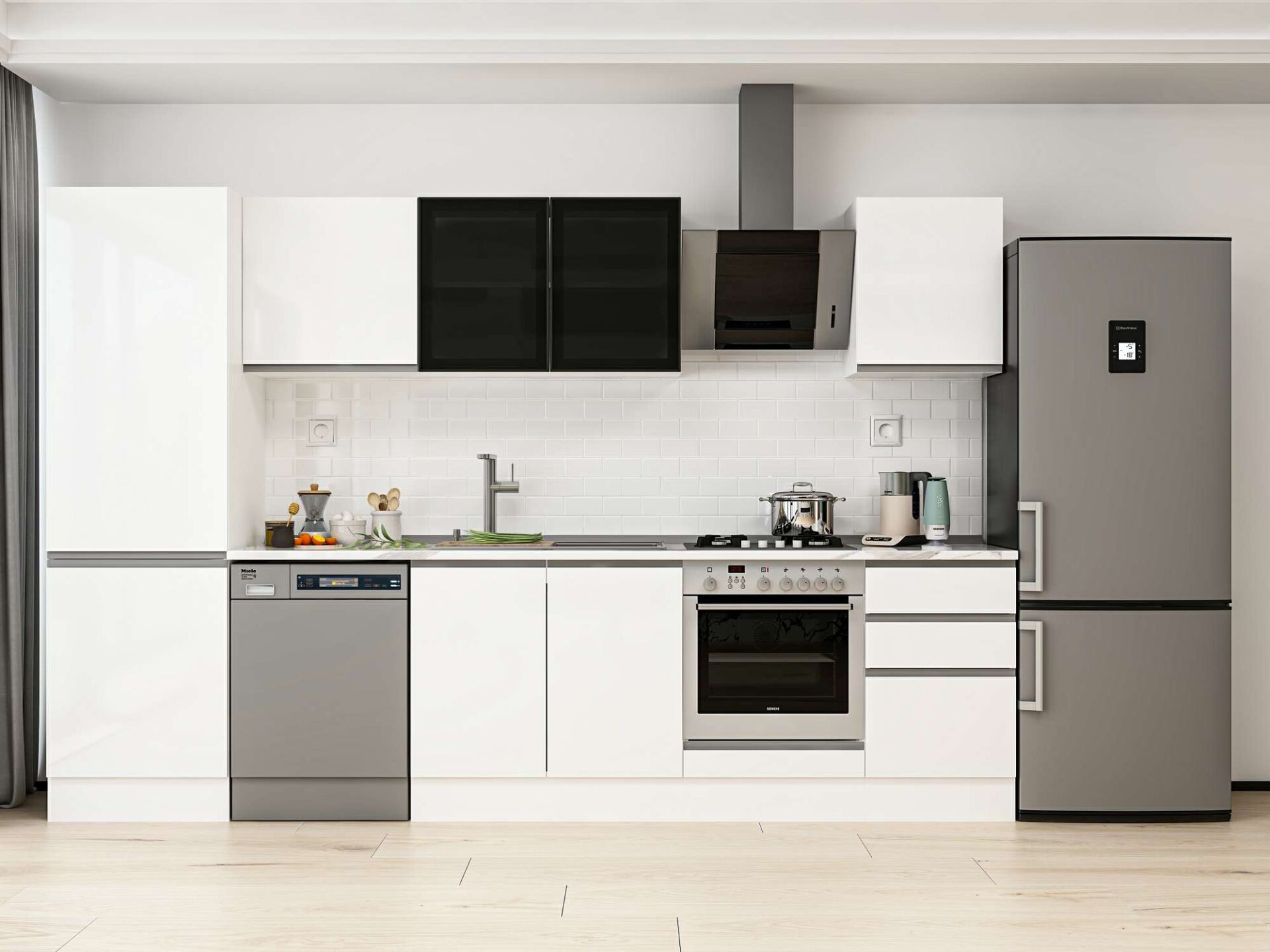 Alvinka 310X210 Cm High Gloss Mutfak Dolabı Mb-E80B60S50-3 High Gloss | Beyaz - Suntalam