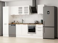 Alvinka 295X210 Cm Klasik Mebran Mutfak Dolabı Mb-E80B50S45-3 Mebran | Beyaz - Mdf