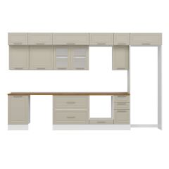 Alvinka 370X240 Cm Klasik Mebran Mutfak Dolabı Mb-E80S50S40-3 Mebran | Kumtaşı - Mdf