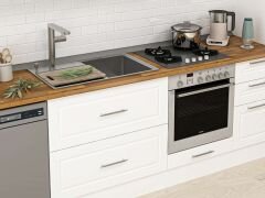 Alvinka 375X240 Cm Klasik Mebran Mutfak Dolabı Mb-E80S50S45-1 Mebran | Beyaz - Suntalam