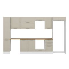 Alvinka 365X222 Cm Klasik Mebran Mutfak Dolabı Mbb-E80B40S45-2 Mebran | Kumtaşı - Suntalam