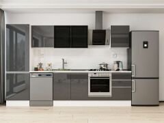 Alvinka 310X210 Cm High Gloss Mutfak Dolabı Mb-E80B60S50-3 High Gloss | Antrasit - Suntalam