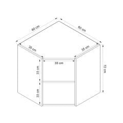 Alvinka Mutfak Modül Duz Üst 1Dk1R 60-H72Cm Köşe Dolap Beyaz Beyaz Suntalam