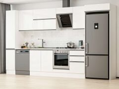 Alvinka 380X222 Cm High Gloss Mutfak Dolabı Mbb-E90B40S50-2 High Gloss | Beyaz - Suntalam