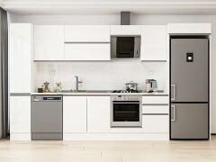 Alvinka 380X222 Cm High Gloss Mutfak Dolabı Mbb-E90B40S50-2 High Gloss | Beyaz - Mdf