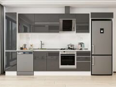 Alvinka 380X222 Cm High Gloss Mutfak Dolabı Mbb-E90B40S50-2 High Gloss | Antrasit - Suntalam