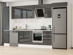 Alvinka 380X222 Cm High Gloss Mutfak Dolabı Mbb-E90B40S50-2 High Gloss | Antrasit - Suntalam