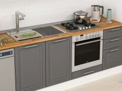 Alvinka 365X222 Cm Klasik Mebran Mutfak Dolabı Mbb-E80B40S45-3 Mebran | Antrasit - Suntalam