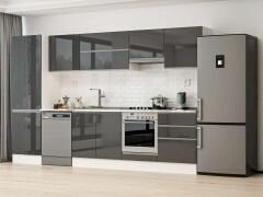 Alvinka 320X210 Cm High Gloss Mutfak Dolabı Mb-E80B60S60-1 High Gloss | Antrasit - Mdf