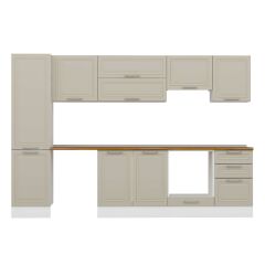 Alvinka 300X210 Cm Klasik Mebran Mutfak Dolabı Mb-E80B50S50-1 Mebran | Kumtaşı - Mdf