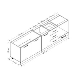Minar 275 Cm Mutfak Dolabı Beyaz Antrasit 275-A6-Alt Modül