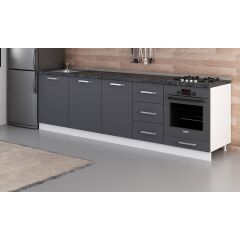 Minar 275 Cm Mutfak Dolabı Beyaz Antrasit 275-A6-Alt Modül