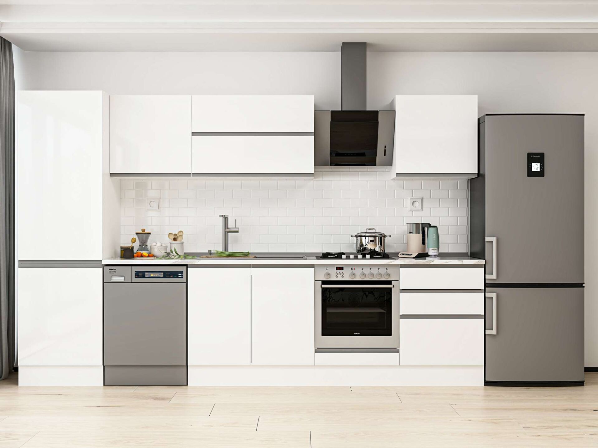 Alvinka 320X210 Cm High Gloss Mutfak Dolabı Mb-E80B60S60-2 High Gloss | Beyaz - Mdf