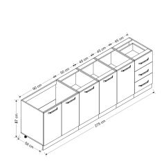 Minar 275 Cm Mutfak Dolabı Beyaz Dore 275-D1-Alt Modül