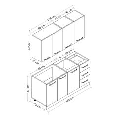 Minar 165 Cm Mutfak Dolabı Beyaz Antrasit 165-A1