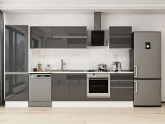 Alvinka 320X210 Cm High Gloss Mutfak Dolabı Mb-E80B60S60-2 High Gloss | Antrasit - Suntalam