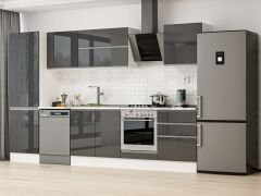 Alvinka 320X210 Cm High Gloss Mutfak Dolabı Mb-E80B60S60-2 High Gloss | Antrasit - Suntalam