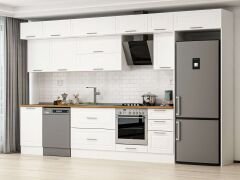 Alvinka 375X240 Cm Klasik Mebran Mutfak Dolabı Mb-E80S50S45-2 Mebran | Beyaz - Mdf