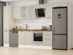 Alvinka 365X222 Cm Klasik Mebran Mutfak Dolabı Mbb-E80B40S45-3 Mebran | Kumtaşı - Mdf