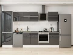 Alvinka 320X210 Cm High Gloss Mutfak Dolabı Mb-E80B60S60-2 High Gloss | Antrasit - Mdf