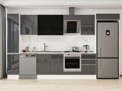 Alvinka 380X222 Cm High Gloss Mutfak Dolabı Mbb-E90B40S50-3 High Gloss | Antrasit - Mdf