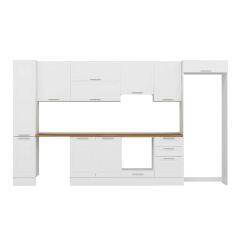 Alvinka 370X222 Cm Klasik Mebran Mutfak Dolabı Mbb-E80B40S50-1 Mebran | Beyaz - Suntalam