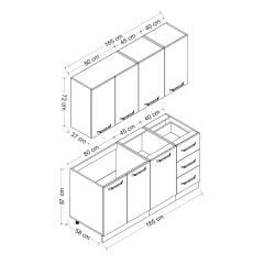 Minar 165 Cm Mutfak Dolabı Beyaz Dore 165-D1