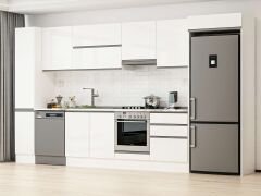 Alvinka 390X222 Cm High Gloss Mutfak Dolabı Mbb-E90B40S60-1 High Gloss | Beyaz - Suntalam