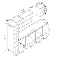 Alvinka 285X210 Cm Klasik Mebran Mutfak Dolabı Beyaz Beyaz Mb-E80B40S45-3